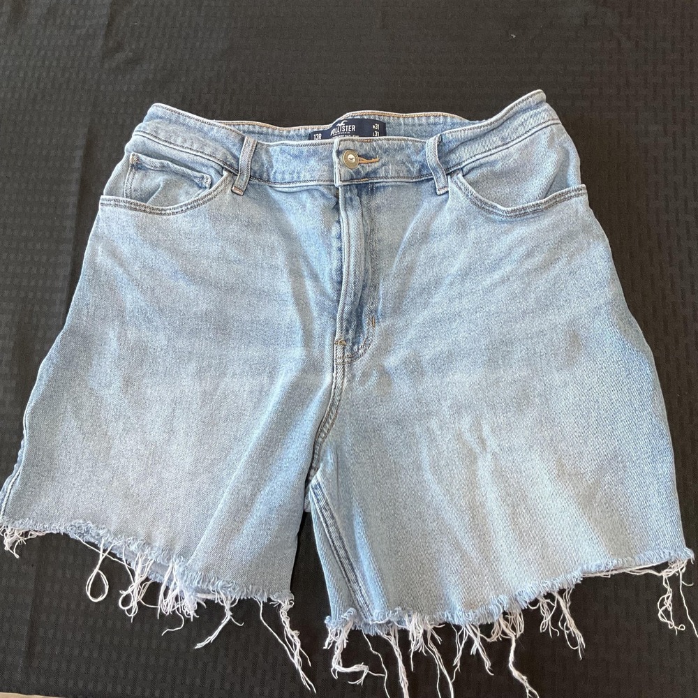 Hollister Shorts Juniors 13 Blue Relaxed High Rise Denim Cutoff Raw Hem